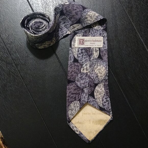 Pierre Balmain Paris 100% Silk Grey/Black Men's Neck Tie - Picture 1 of 4